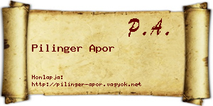 Pilinger Apor névjegykártya